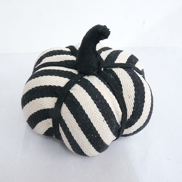 Assorted Black and White Striped Fabric Pumpkins 712380-D3