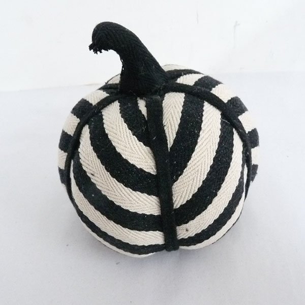Assorted Black and White Striped Fabric Pumpkins 712380-B3